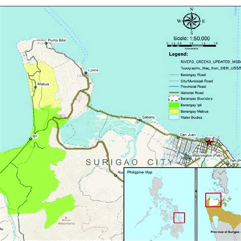 Map showing the study site in Surigao City, Philippines. | Download ...