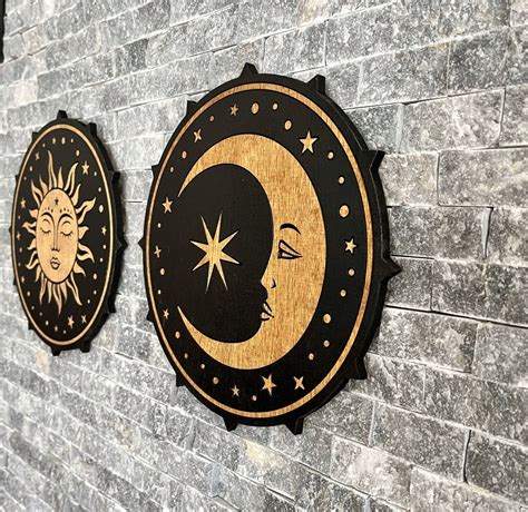 Sun and Moon Wall Art Carved Wall Hanging Sun and Moon | Etsy