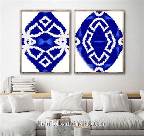 Royal Blue Abstract Painting Downloadable Art Set of 2 Prints | Etsy