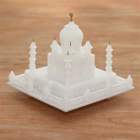 Hand Carved Taj Mahal Mini Replica Marble Sculpture - Taj Mahal ...