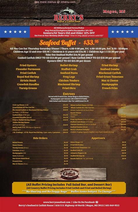 Online Menu of Berrys Seafood & Catfish House - Magee Restaurant, Magee ...