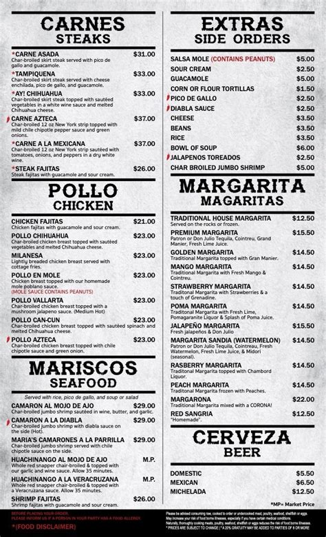 Menu — Maria's Mexican Restaurant Chicago