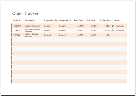 Work Order Tracker Excel Template