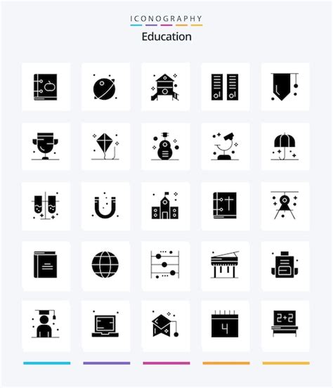 Free Vector | Creative Education 25 Glyph Solid Black icon pack Such As ...