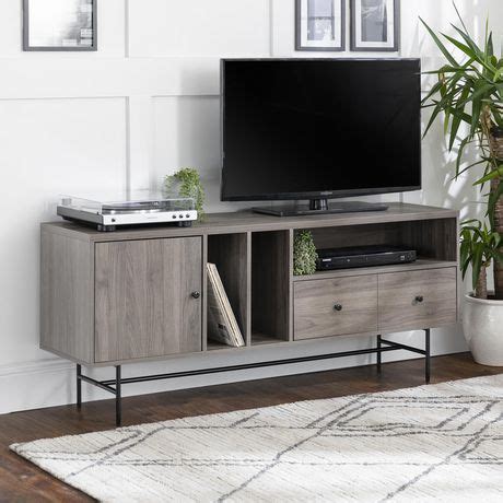 60" Modern TV Console with Record Storage - Slate Grey | Walmart Canada