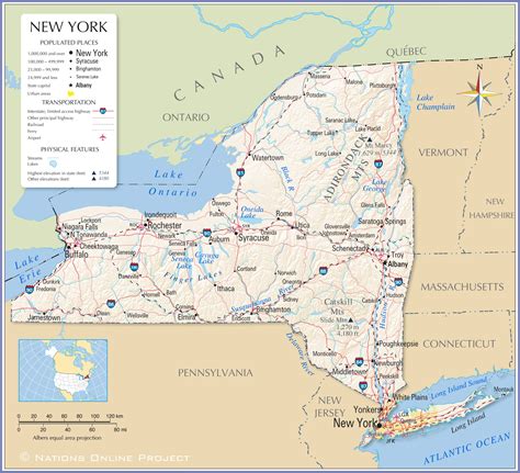 New York Map With New York City - United States Map