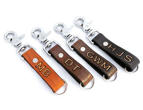 PERSONALIZED LEATHER KEYCHAIN with initials // Leather Key Holder ...