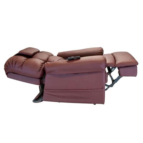 WISELIFT Sleeper Lift Chair Burgundy Enduralux Leather Built in Heat ...