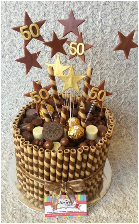 50th chocolate loaded wafer cake | Cake recipes, Cake decorating, Desserts