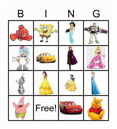 characters Bingo Card