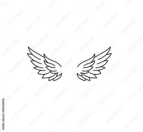 Vector isolated two angel wings or two bird wings contour drawing ...