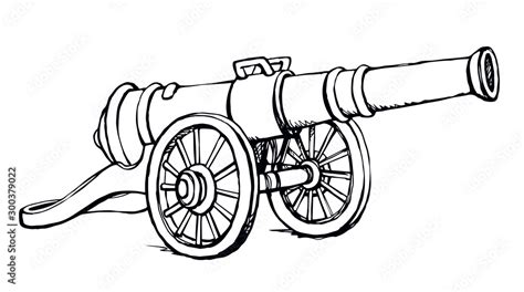 Ancient iron cannon. Vector drawing Stock Vector | Adobe Stock