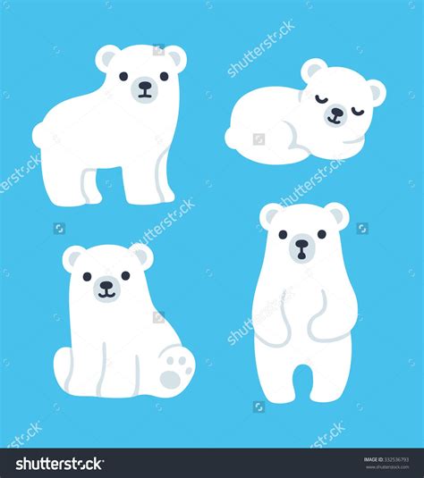 Cute Cartoon Polar Bear Cubs Collection Stock Vector (Royalty Free ...