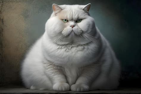 Premium Photo | A fat white cat with green eyes sits on a ledge.