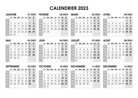 Calendrier 2023