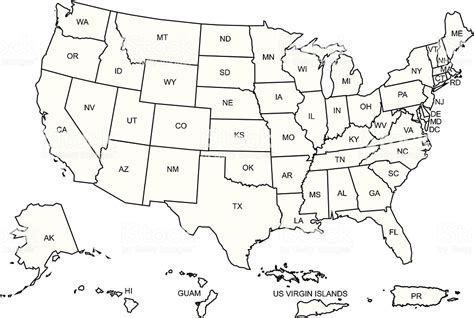 Outline Map Of The United States With States Free Vector Maps | Images ...