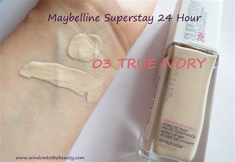 Maybelline Superstay 24 Hour Foundation 03 True Ivory swatch ...