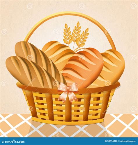 Bread in the basket stock illustration. Image of healthy - 38014820