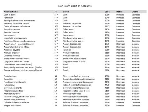 Nonprofit Chart of Accounts Template | Double Entry Bookkeeping