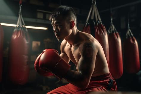 Premium AI Image | A boxer in a boxing ring with boxing gloves