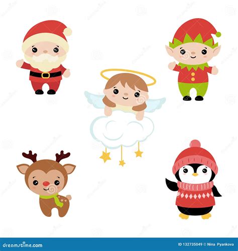 Christmas Characters Father Frost And Pere Noel Cartoon Vector ...