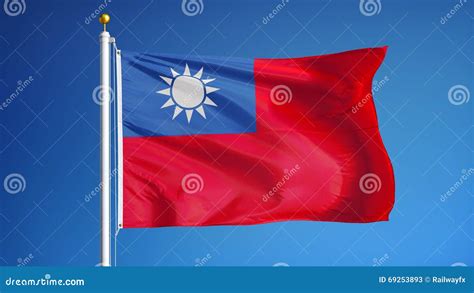 Republic of China Flag in Slow Motion Seamlessly Looped with Alpha ...