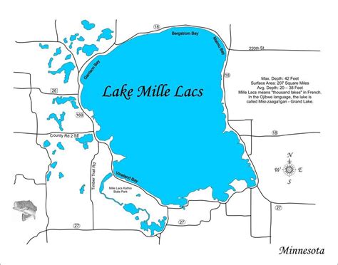 Lake Mille Lacs, Minnesota - Wood Laser Cut Map Laser Cut Wood, Laser ...