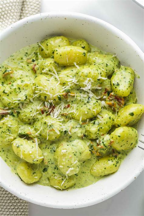 15-Minute Creamy Pesto Gnocchi Recipe- Little Sunny Kitchen