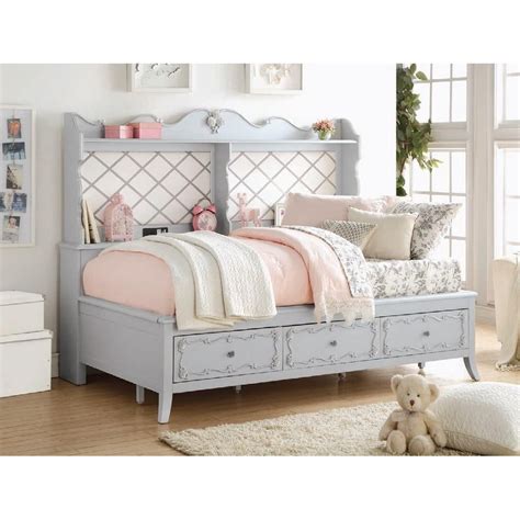 Full Daybed Bed Frame for Girls, Wood Full Daybed with Bookcase and 3 ...