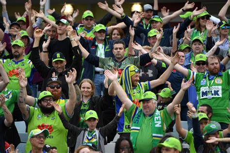 CANBERRA, AUSTRALIA - MARCH 29: Raiders fans show their support during ...