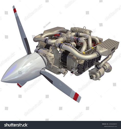 Aircraft Turboprop Engine 3d Rendering On Stock Illustration 2191028473 ...