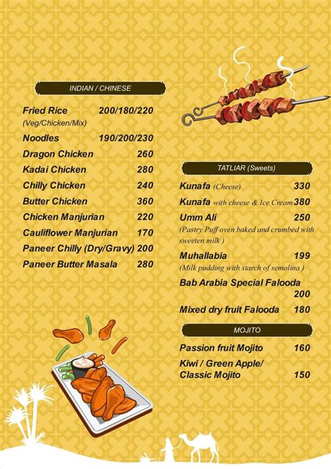 Bab Arabia Menu, Menu for Bab Arabia, Marappalam, Thiruvananthapuram ...