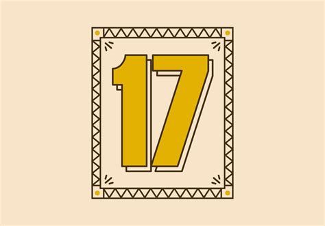 Vintage rectangle frame with number 17 on it 13860651 Vector Art at ...