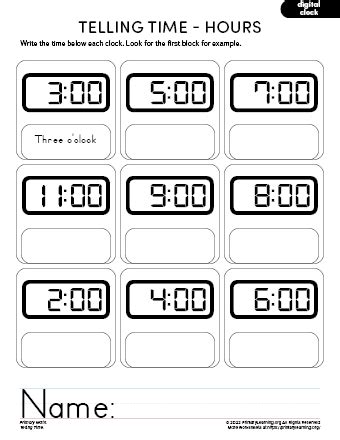 Telling Time Worksheet #9 | PrimaryLearning.org