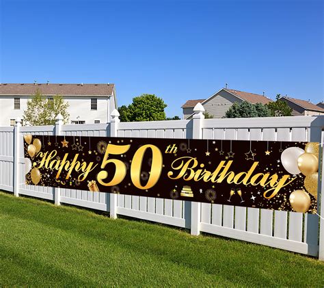 Buy Happy 50th Birthday Banner,Birthday Party Sign Backdrop Banner For ...