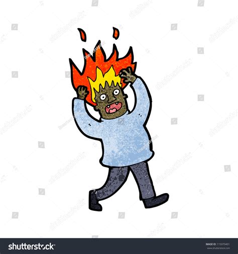 Cartoon Man With Hair On Fire Stock Vector 115979401 : Shutterstock