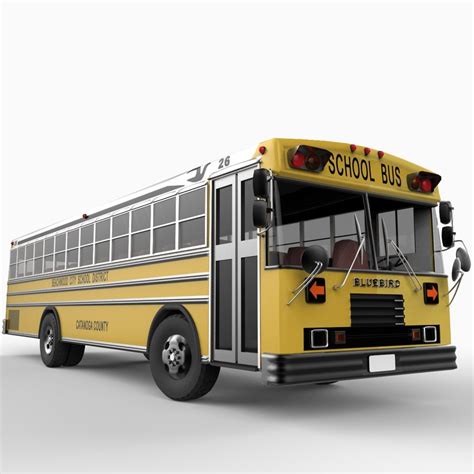 3d model school bus blue bird