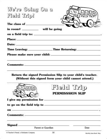 Field Trip Permission Slip - Scholastic Printables | Projects to Try ...