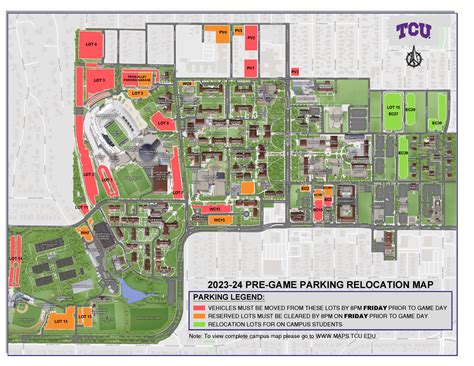 TCU Parking & Transportation | Pre-game-Relocation-Map-2023-24