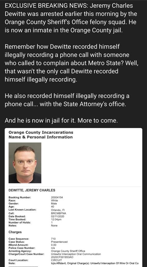 Jeremy Charles Dewitte of Florida arrested for illegally recording ...