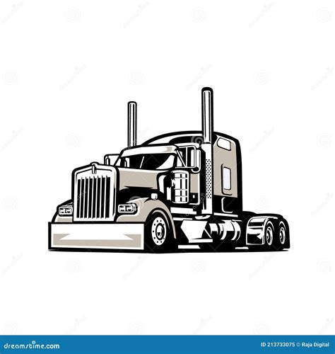 Silhouette of Semi Truck Vector Isolated in White Background Stock ...