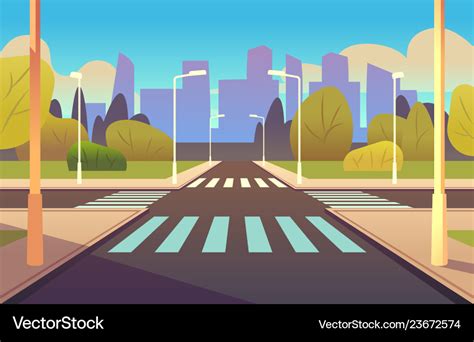 Cartoon crosswalks street road crossing highway Vector Image