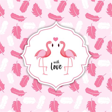 Cute Flamingo Love Background Vector Illustration 2795844 Vector Art at ...