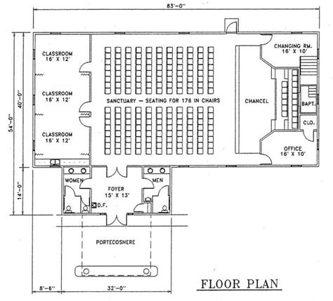 Church Plan #127 | LTH Steel Structures | Church building design, Floor ...