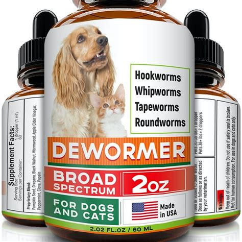 Dewormer for Dogs and Cats - Made in USA Broad Spectrum Worm Treatment ...