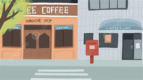 Street Coffee Shop Building Cartoon Background, Street Side, Coffee ...