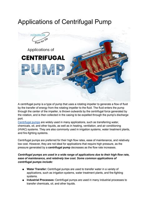 Applications of Centrifugal Pump by Flowmore Pumps - Issuu