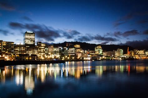 Night Skyline on the waterfront in Wellington, New Zealand image - Free ...