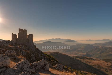 Scenic shot of Rocca Calascio at sunrise, L'Aquila, Abruzzi, Italy ...