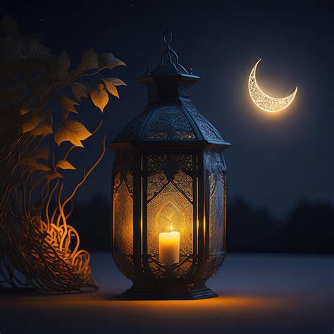 Premium AI Image | A lantern with a moon and the moon in the background